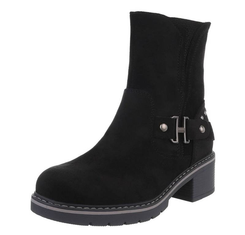 Ital-Design Stylische Stiefeletten für Damen mit Reißverschluss und Komfort Stiefelette (90514972) Blockabsatz Stiefeletten in Schwarz von Ital-Design