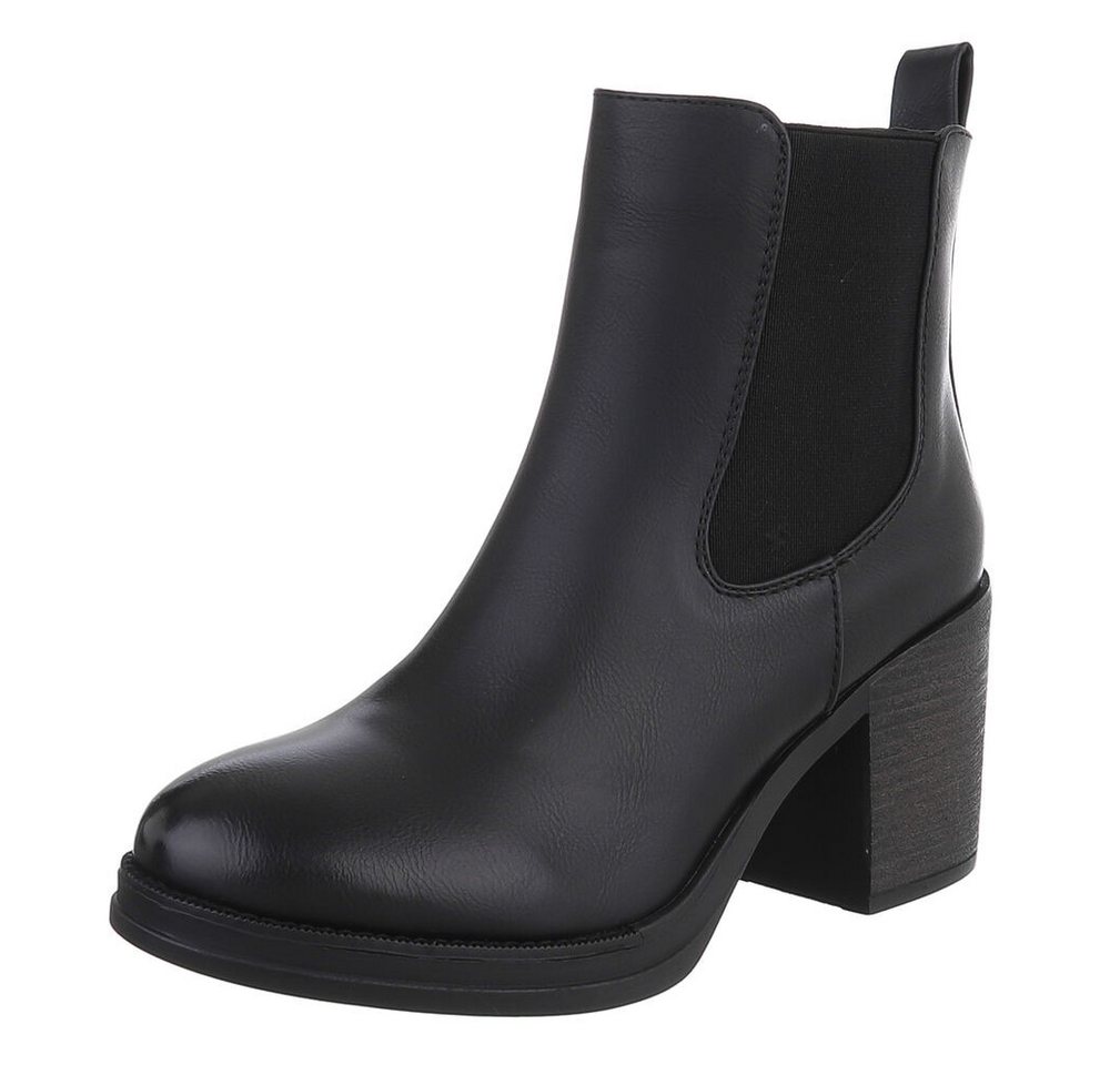 Ital-Design Stylischer Chelsea Boot mit Blockabsatz für Damen High-Heel-Stiefelette (90482616) Blockabsatz Stiefeletten in Schwarz von Ital-Design