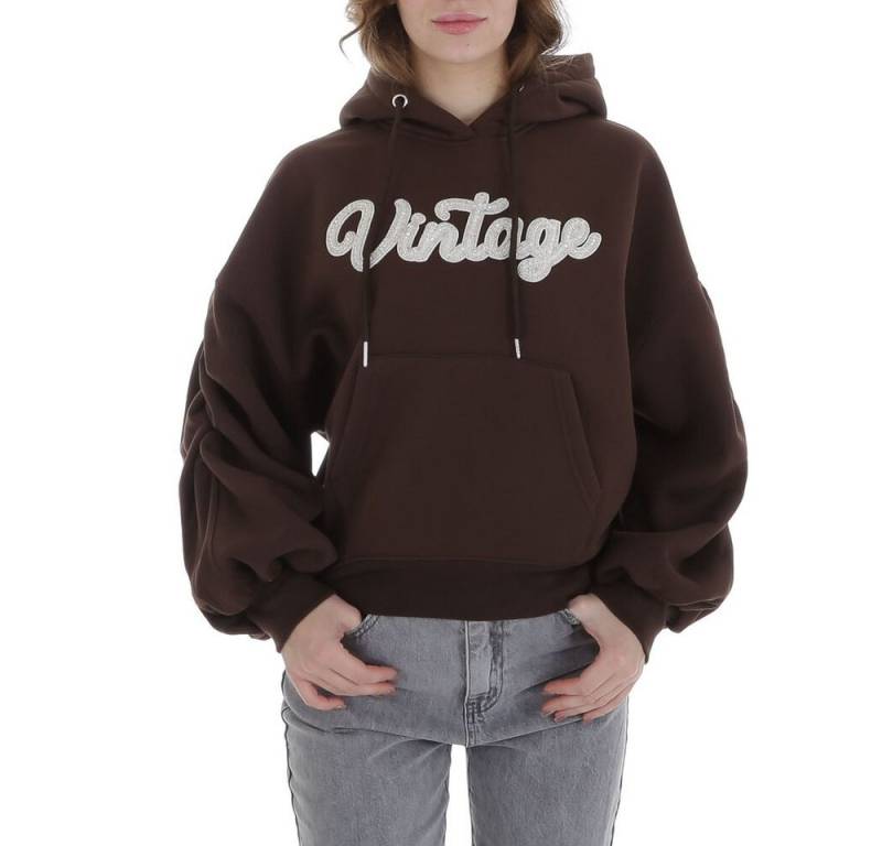 Ital-Design Sweatjacke Damen Freizeit (88578839) Applikation Sweatshirt in Braun von Ital-Design