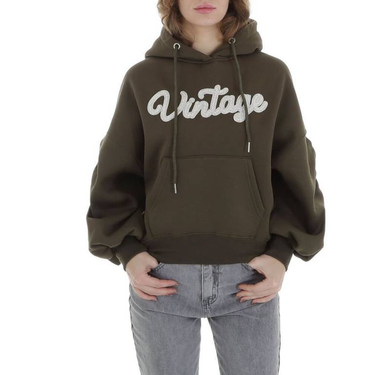 Ital-Design Sweatjacke Damen Freizeit (88578846) Applikation Sweatshirt in Khaki von Ital-Design