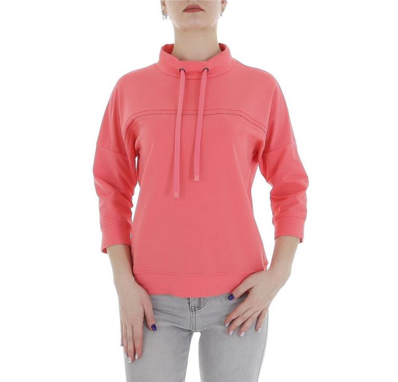 Ital-Design Sweatshirt Damen Freizeit (85987241) Glitzer Stretch Sweatshirt in Coral von Ital-Design