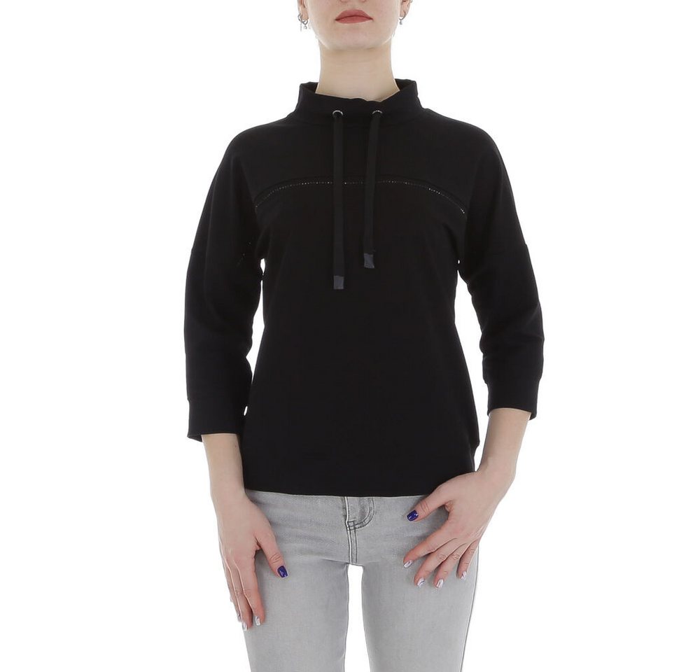 Ital-Design Sweatshirt Damen Freizeit (85987246) Glitzer Stretch Sweatshirt in Schwarz von Ital-Design