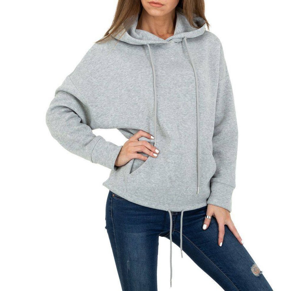 Ital-Design Sweatshirt Damen Freizeit Kapuze Stretch Sweatshirt in Grau von Ital-Design