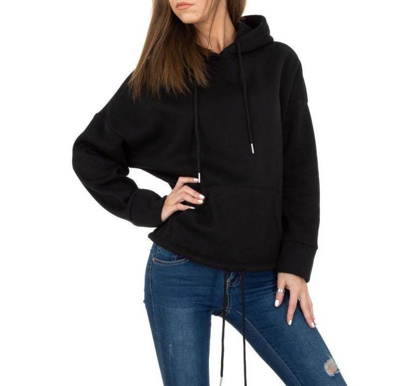 Ital-Design Sweatshirt Damen Freizeit Kapuze Stretch Sweatshirt in Schwarz von Ital-Design