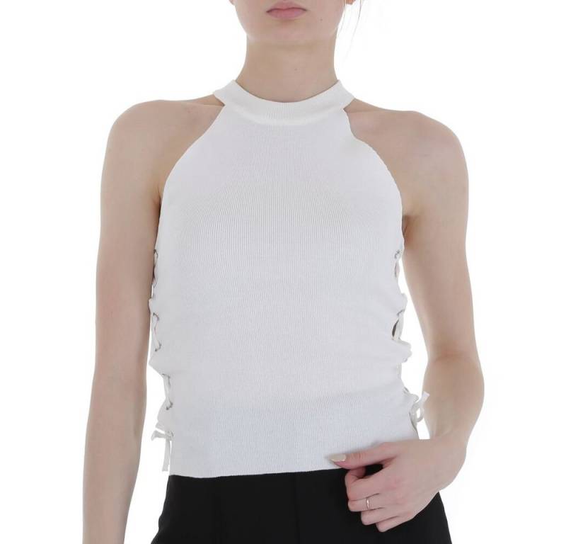 Ital-Design Tanktop Damen Freizeit (80171101) Cold Shoulder Stretch Top in Weiß von Ital-Design