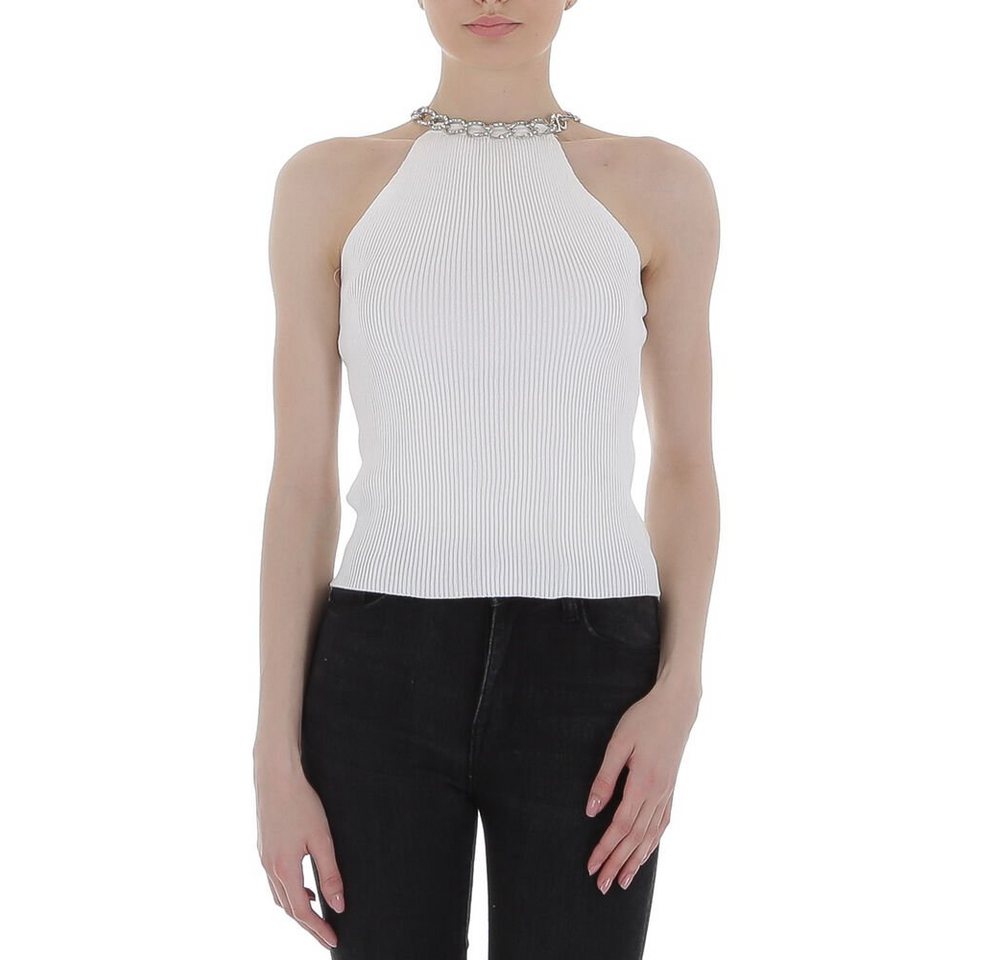 Ital-Design Tanktop Damen Party & Clubwear Kette Stretch Top in Weiß von Ital-Design