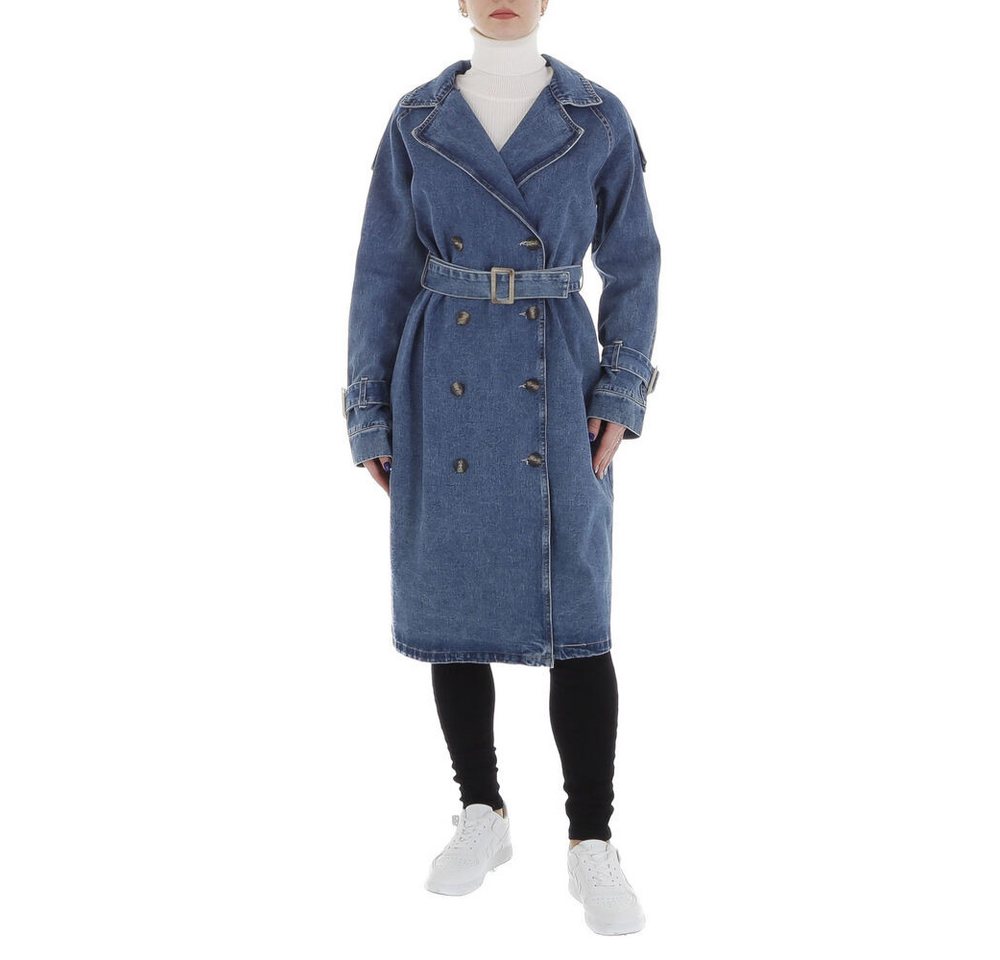 Ital-Design Trenchcoat Damen Elegant (86099112) Used-Look Trenchcoat in Blau von Ital-Design