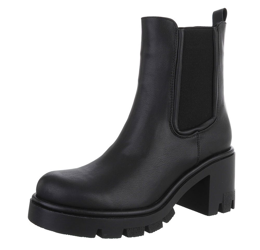 Ital-Design Trendige Chelsea-Boots mit Blockabsatz für Damen Plateaustiefelette (90649123) Blockabsatz Stiefeletten in Schwarz von Ital-Design