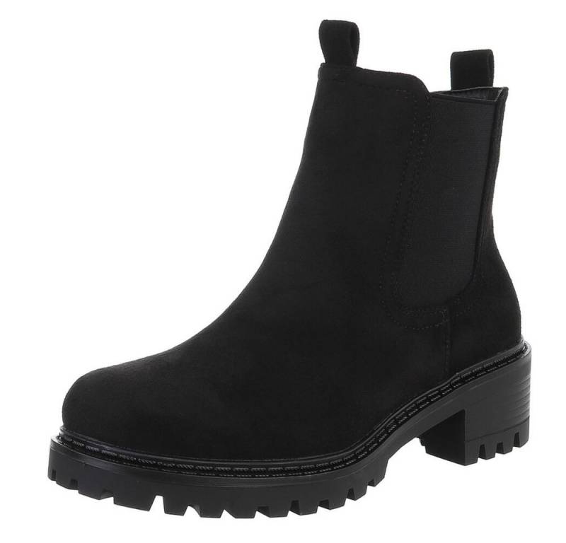 Ital-Design Trendige Chelsea Boots mit elastischen Einsätzen für Damen Chelseaboots (90417881) Blockabsatz Stiefeletten in Schwarz von Ital-Design