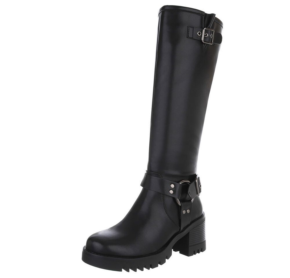 Ital-Design Trendige Chelsea Boots mit markanter Sohle für Damen Stiefel (90152901) Blockabsatz Stiefel in Schwarz von Ital-Design