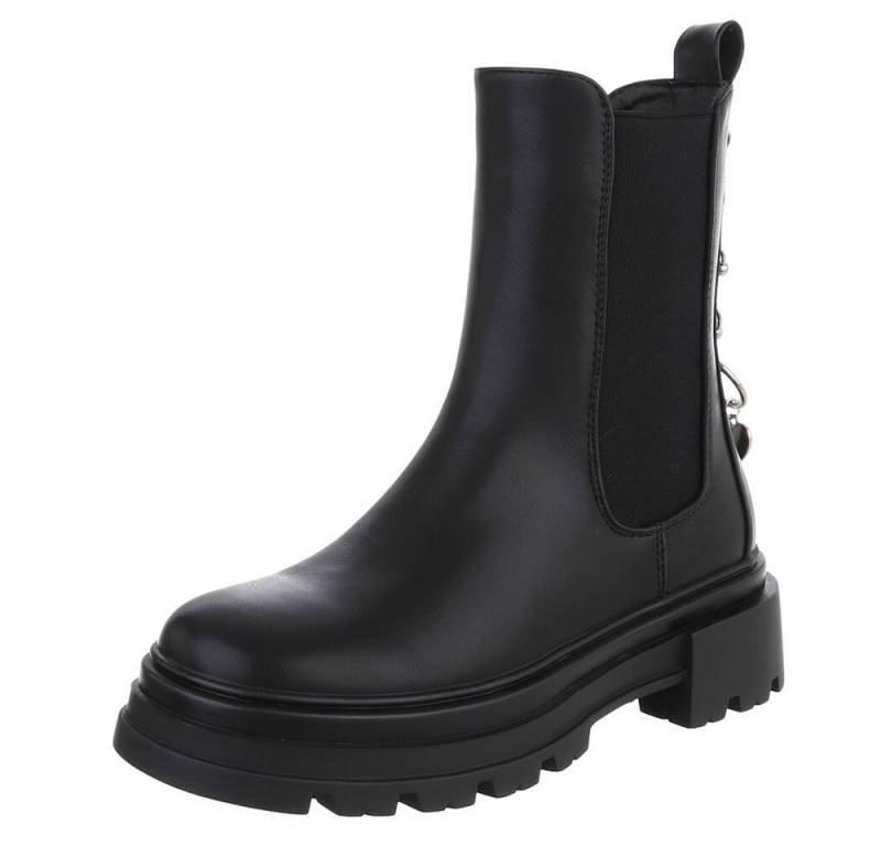 Ital-Design Trendiger Chelsea Boot für Damen – Bequem und Stylisch Plateaustiefelette (90169571) Blockabsatz Stiefeletten in Schwarz von Ital-Design