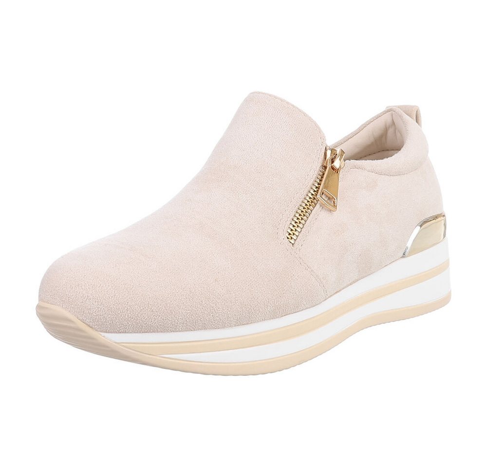 Ital-Design Trendiger Slipper mit exquisite Komfortoptionen Sneaker (89318998) Keilabsatz/Wedge Sneakers Low in Beige von Ital-Design