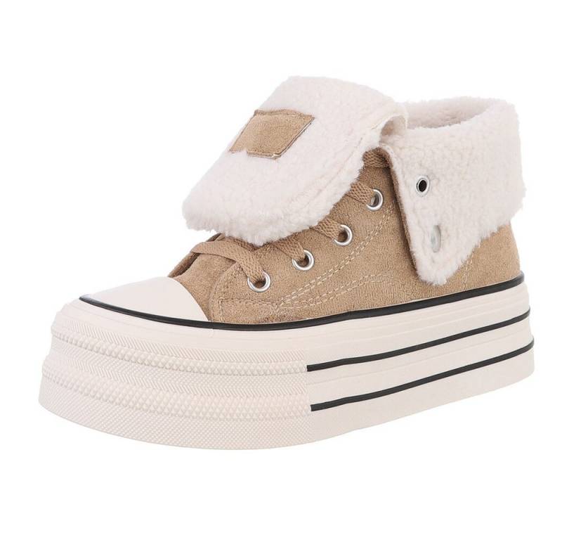 Ital-Design Trendy Freizeitschuh mit gefüttertem Knöchel und Komfort Sneakerboots (90458091) Flach Sneakers High in Hellbraun von Ital-Design