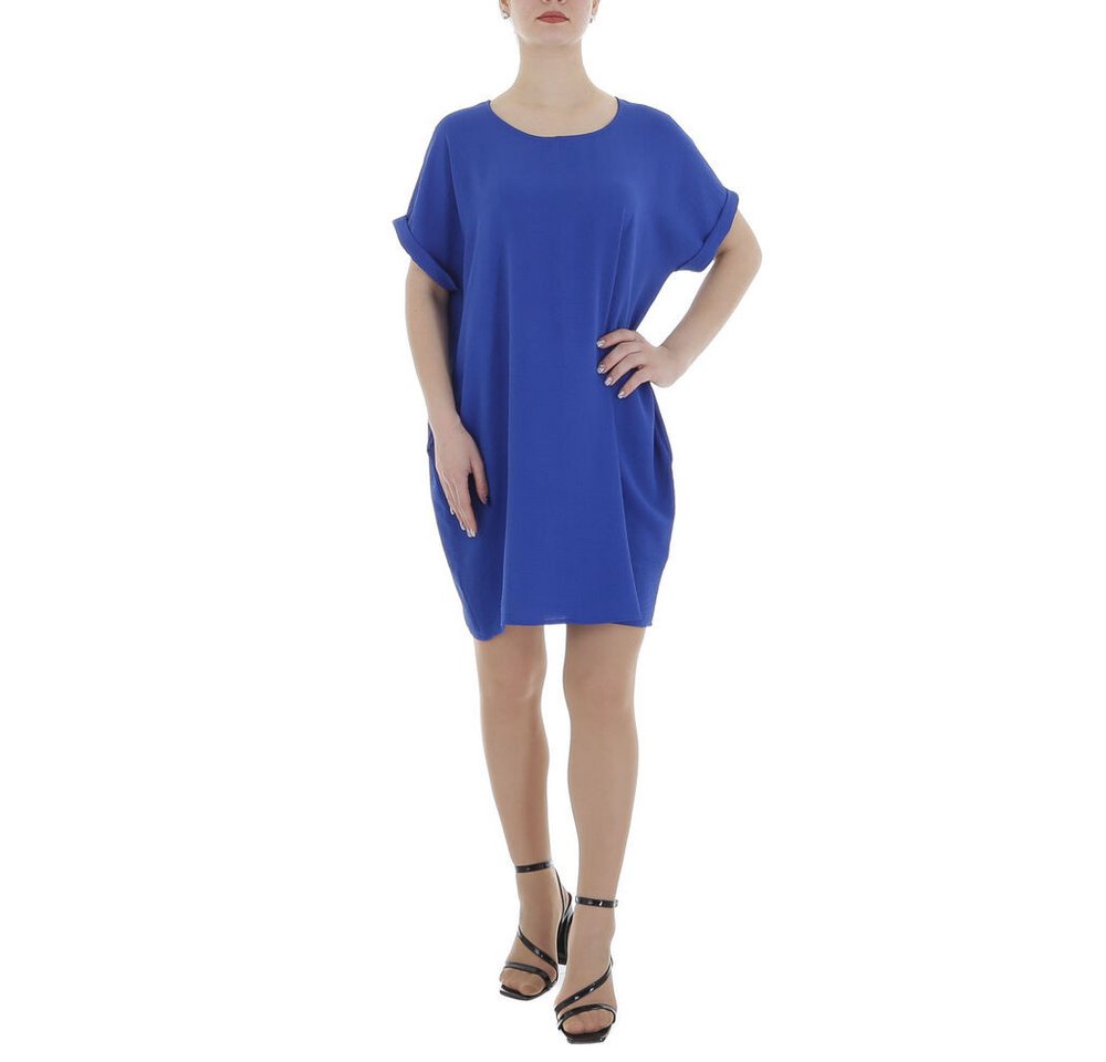 Ital-Design Tunikakleid Damen Freizeit (86164448) Kreppoptik/gesmokt Kleid in Blau von Ital-Design