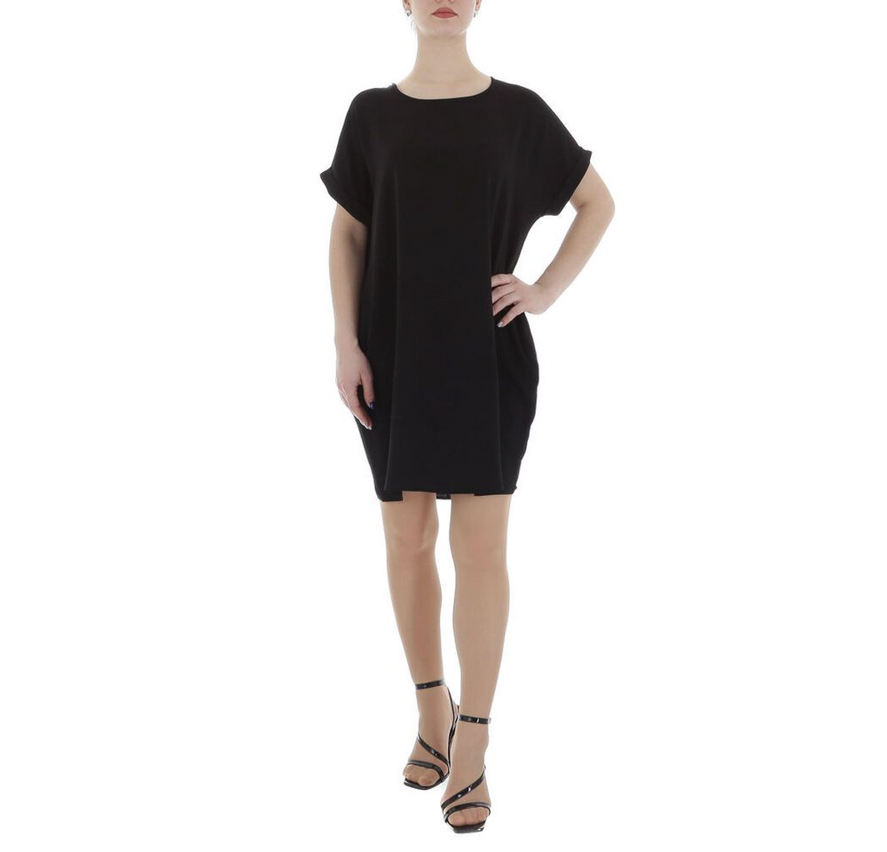 Ital-Design Tunikakleid Damen Freizeit (86164450) Kreppoptik/gesmokt Kleid in Schwarz von Ital-Design