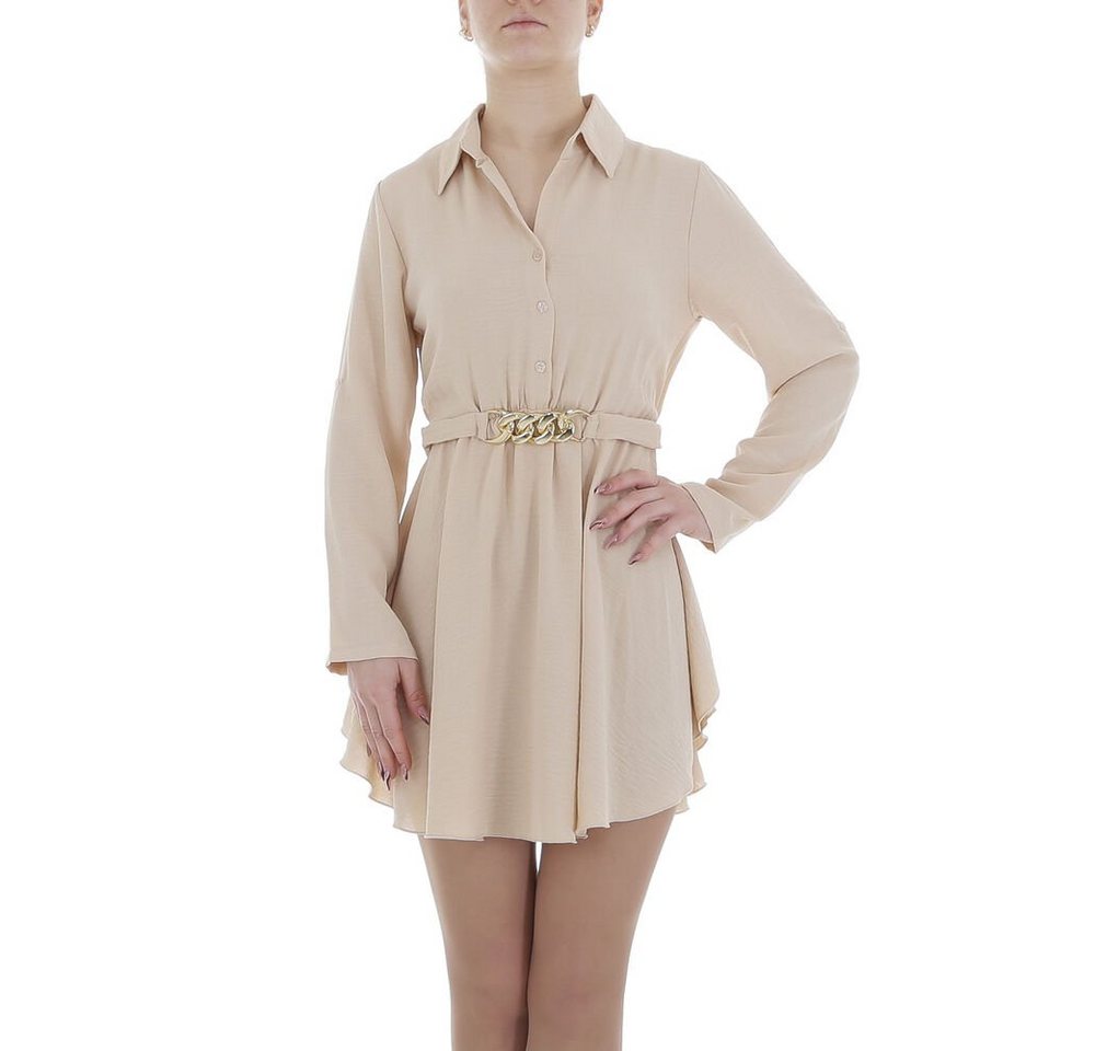 Ital-Design Tunikakleid Damen Party & Clubwear Kette Chiffon Crinkle-Optik Kleid in Creme von Ital-Design