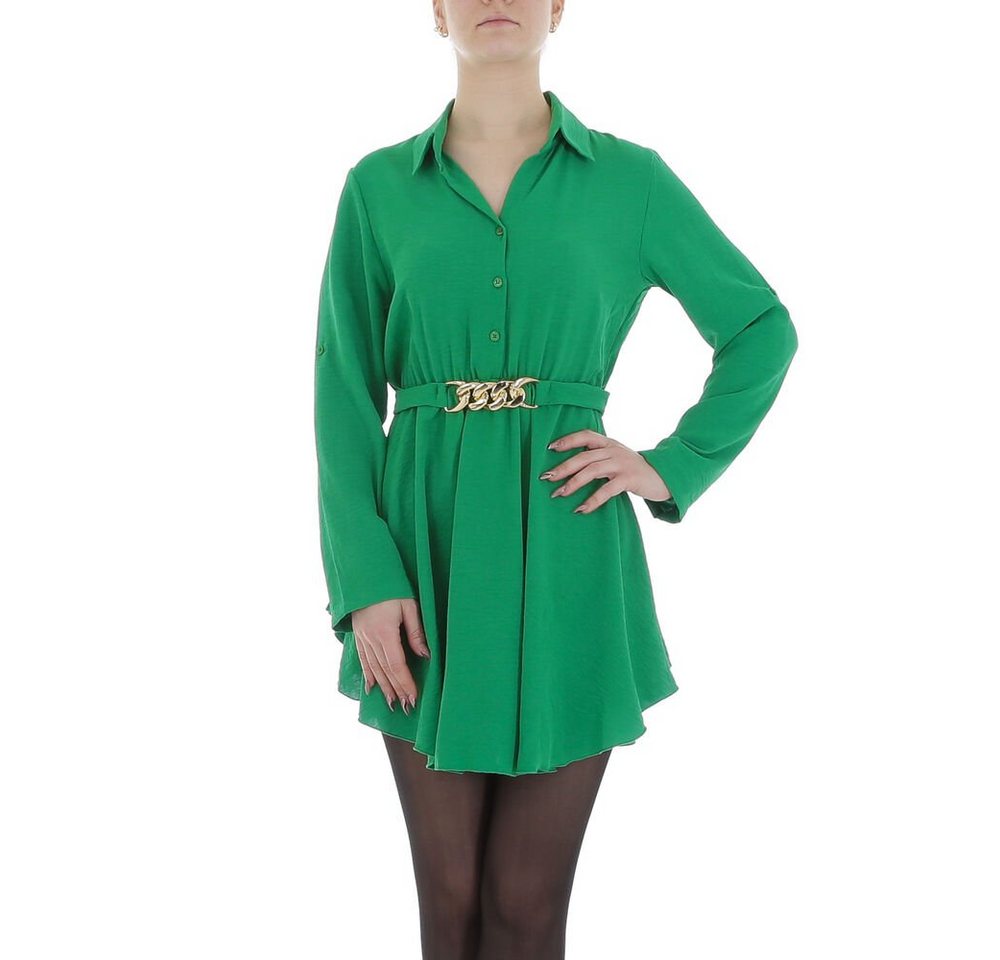 Ital-Design Tunikakleid Damen Party & Clubwear Kette Chiffon Crinkle-Optik Kleid in Grün von Ital-Design
