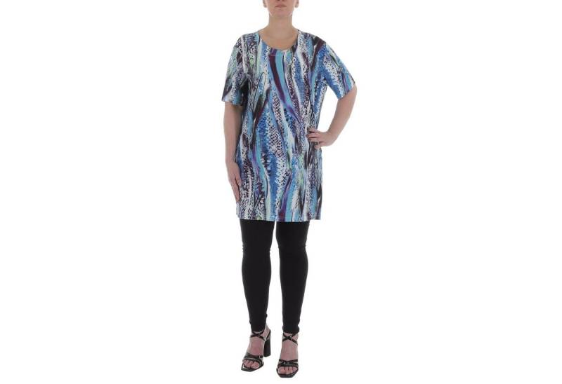 Ital-Design Tunikashirt Damen Freizeit (85915818) Animal Print Top & Shirt in Blau von Ital-Design