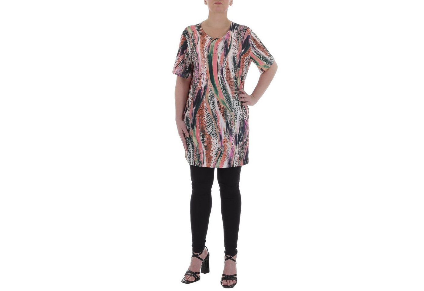 Ital-Design Tunikashirt Damen Freizeit Animal Print Top & Shirt in Rosa von Ital-Design