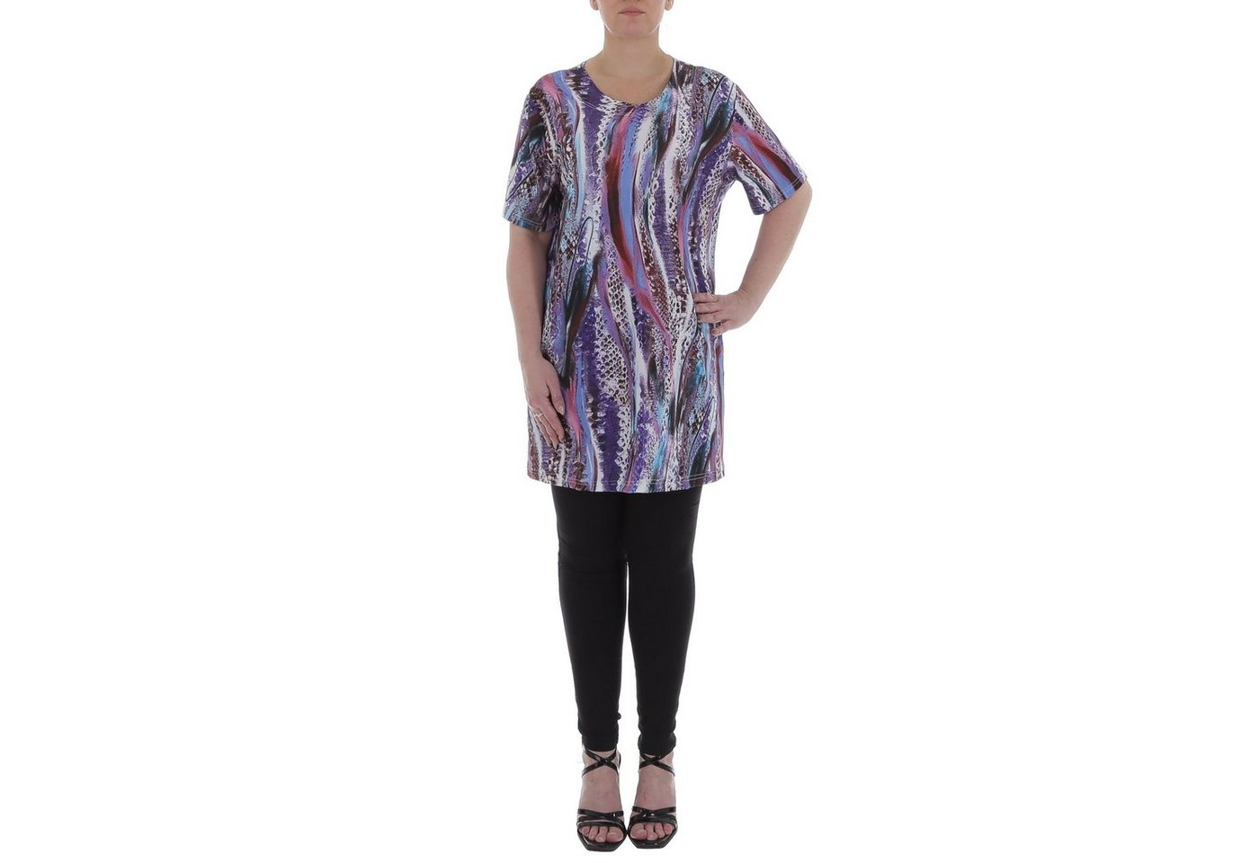 Ital-Design Tunikashirt Damen Freizeit Animal Print Top & Shirt in Violett von Ital-Design