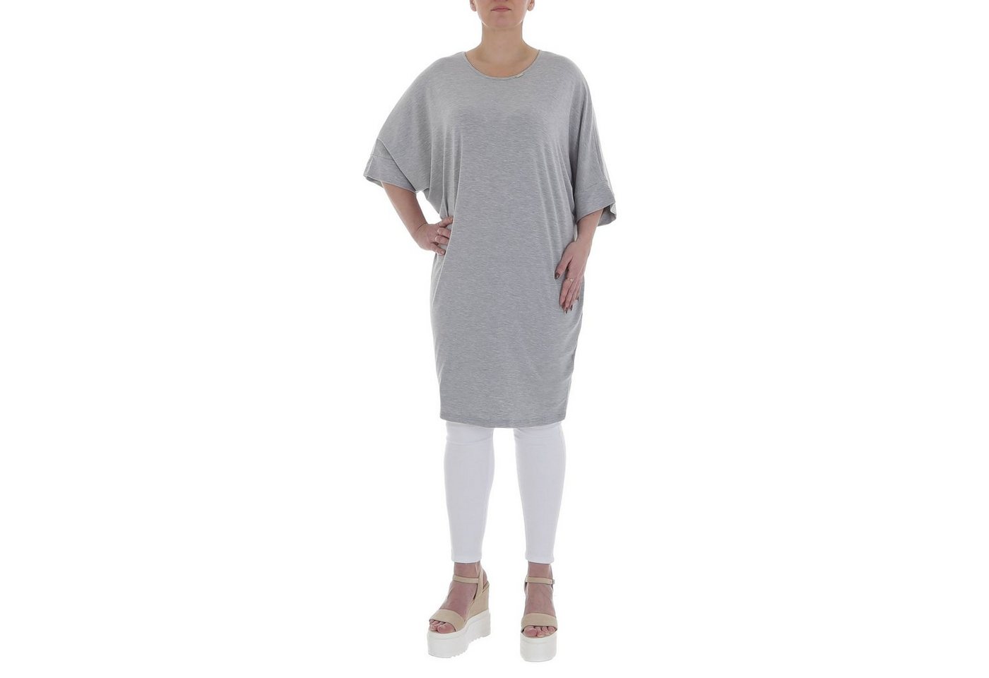 Ital-Design Tunikashirt Damen Freizeit Top & Shirt in Grau von Ital-Design