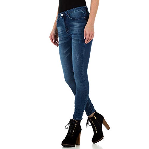 Ital Design Used Look High Waist Skinny Jeans Für Damen, Blau In Gr. 38/M von Ital Design