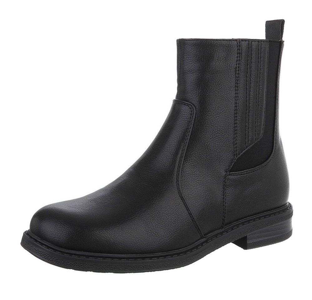 Ital-Design Vielseitige Damen Stiefel mit elastischen Einsätzen Stiefelette (90649031) Blockabsatz Chelsea Boots in Schwarz von Ital-Design