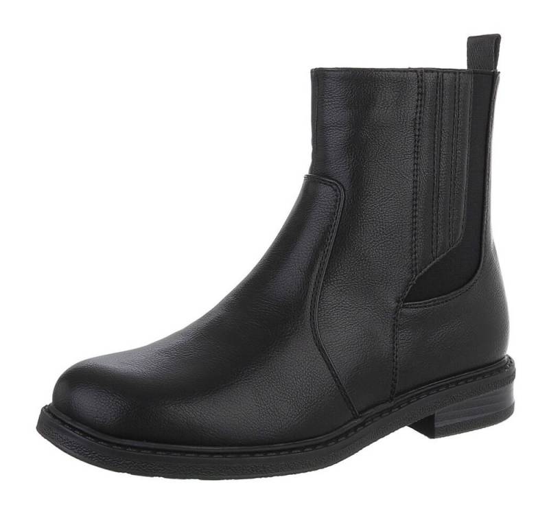 Ital-Design Vielseitige Damen Stiefel mit elastischen Einsätzen Stiefelette (90649031) Blockabsatz Chelsea Boots in Schwarz von Ital-Design