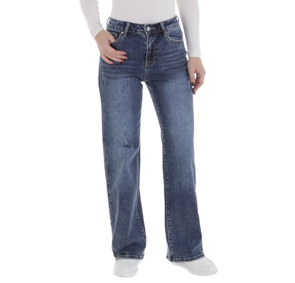 Ital-Design Weite Jeans Damen Freizeit (88836922) Destroyed-Look Stretch High Waist Jeans in Blau von Ital-Design