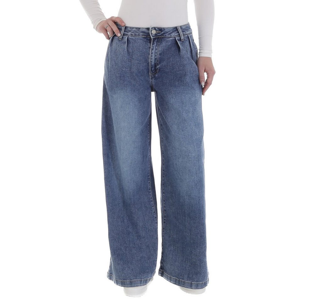 Ital-Design Weite Jeans Damen Freizeit (89550907) Used-Look Stretch High Waist Jeans in Blau von Ital-Design