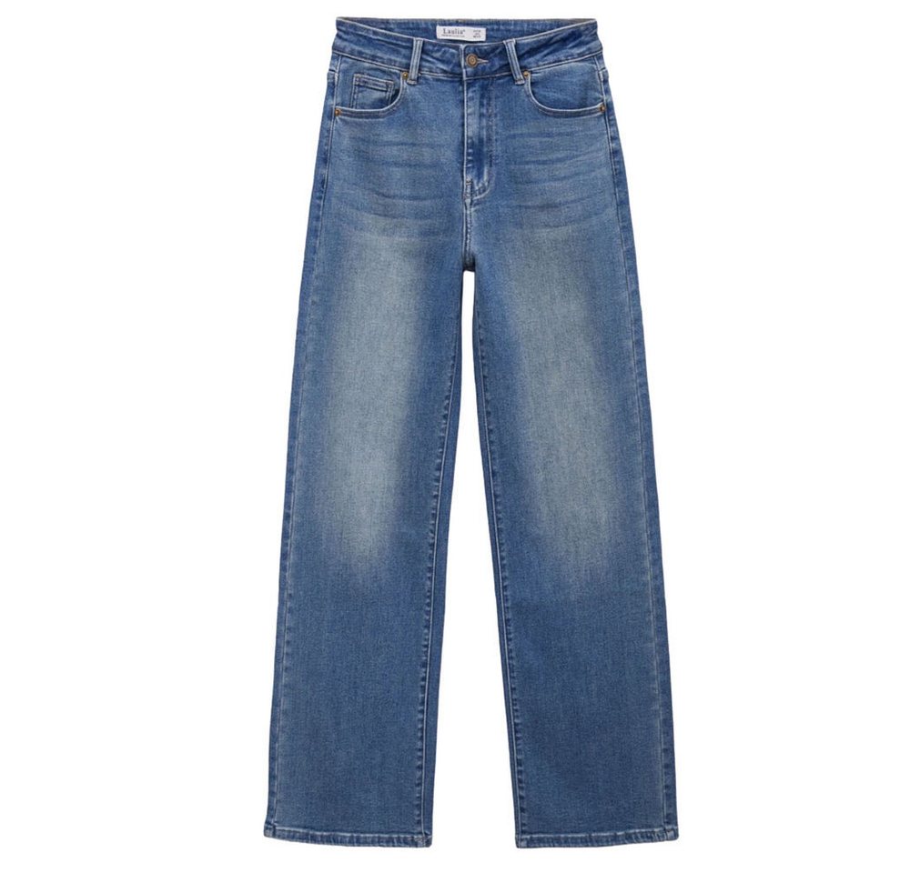Ital-Design Weite Jeans Damen Freizeit (90635487) Used-Look Stretch High Waist Jeans in Blau von Ital-Design