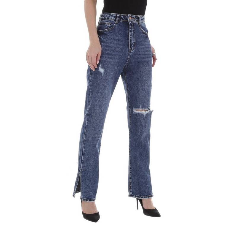 Ital-Design Weite Jeans Damen Freizeit Destroyed-Look High Waist Jeans in Blau von Ital-Design