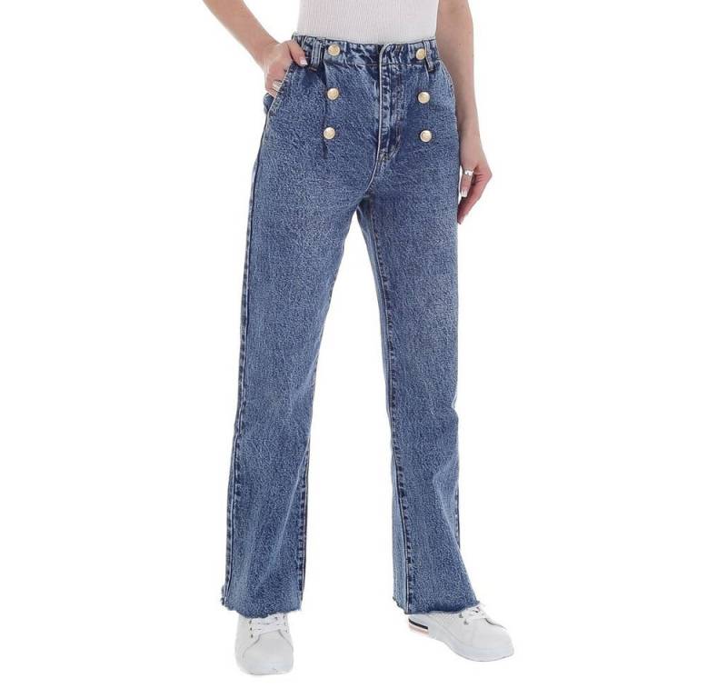 Ital-Design Weite Jeans Damen Freizeit Knopfleiste High Waist Jeans in Blau von Ital-Design