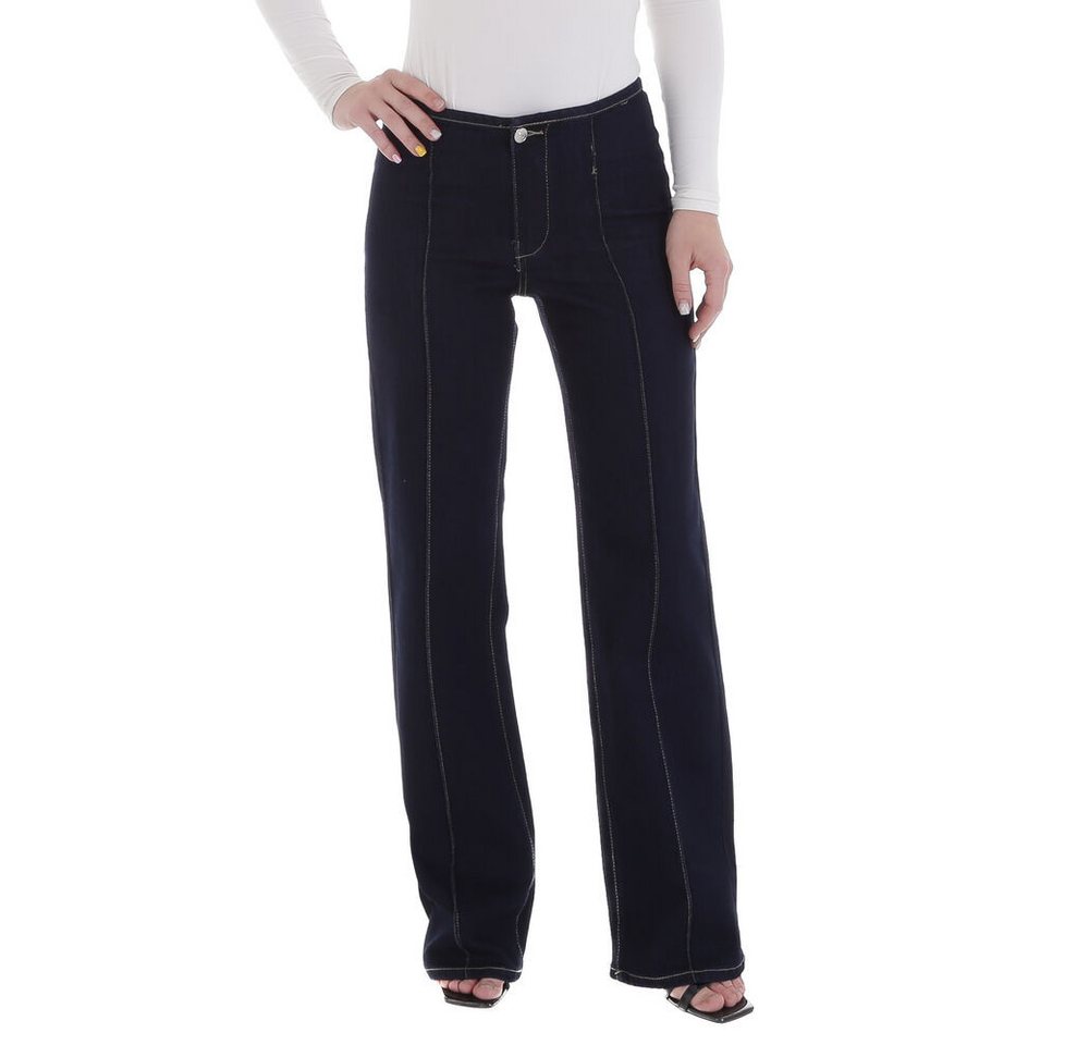 Ital-Design Weite Jeans Damen Jeans mit modernem Schnitt und eleganten Nähten (89550934) Used-Look Stretch Relaxed Fit Jeans in Dunkelblau von Ital-Design