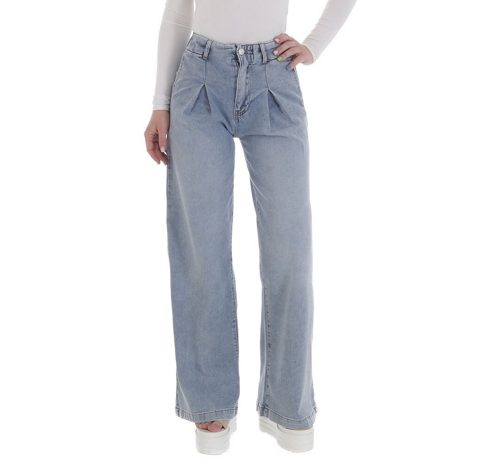 Ital-Design Weite Jeans Hoch taillierte weit geschnittene Denim-Hose für Damen (89550898) Used-Look Stretch High Waist Jeans in Blau von Ital-Design