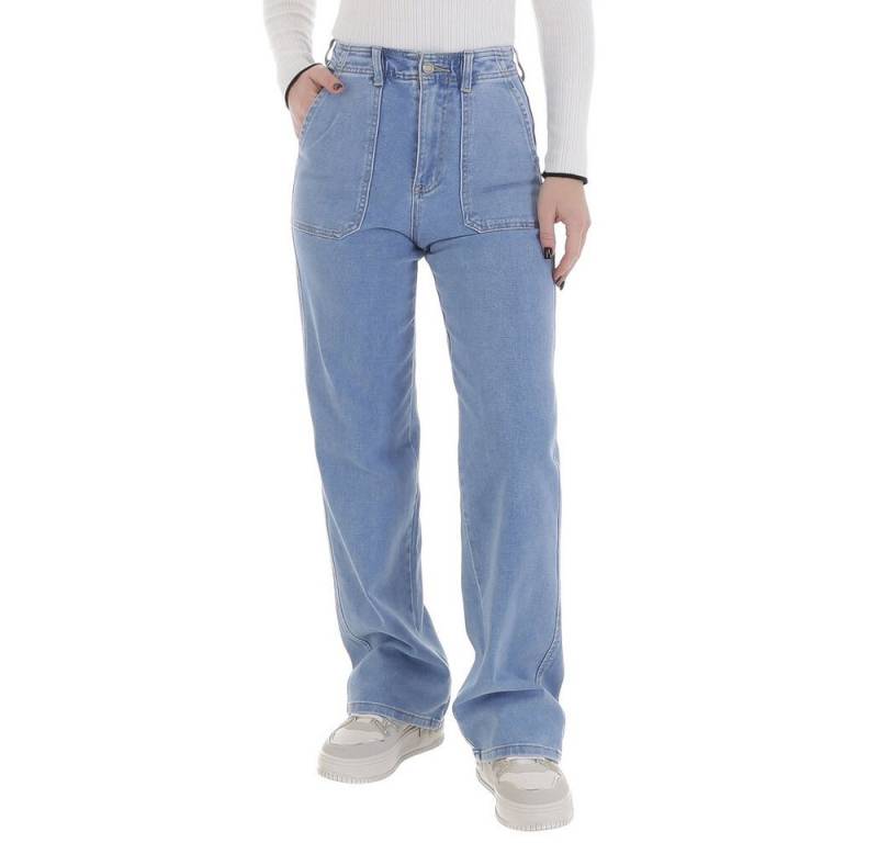 Ital-Design Weite Jeans Stylische High-Waist Jeans für jeden Anlass (89231347) Used-Look Stretch High Waist Jeans in Blau von Ital-Design