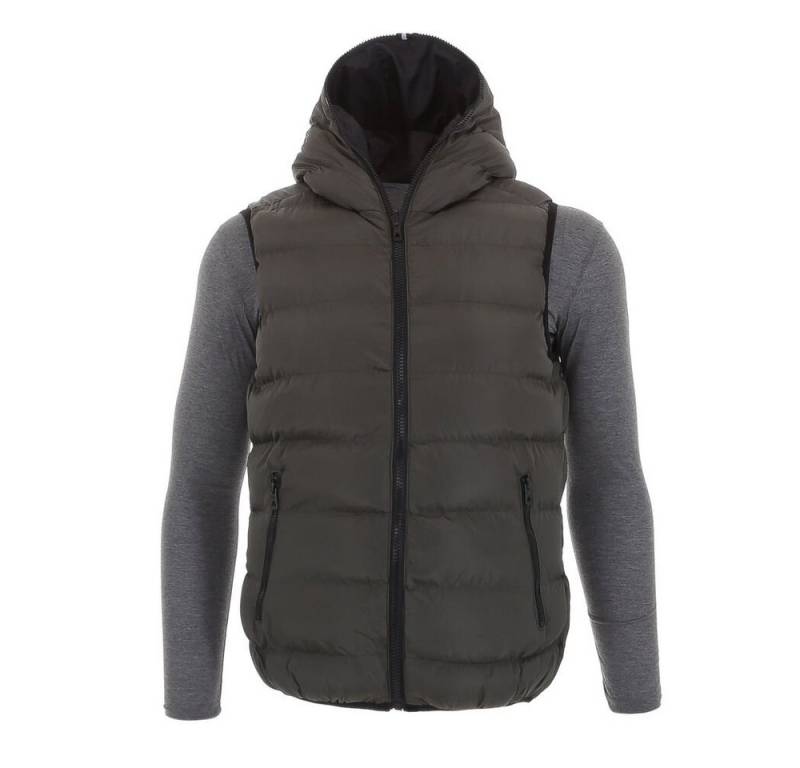 Ital-Design Wendejacke Herren Freizeit Weste Kapuze Beidseitig Tragbar Jacke in Olive von Ital-Design