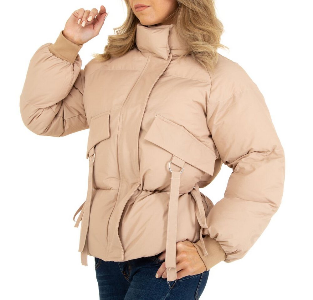 Ital-Design Winterjacke Damen Freizeit Gefüttert Winterjacke in Beige von Ital-Design