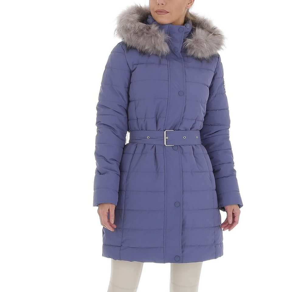 Ital-Design Wintermantel Damen Freizeit Kapuze (abnehmbar) Gefüttert Kurzmantel in Blau von Ital-Design