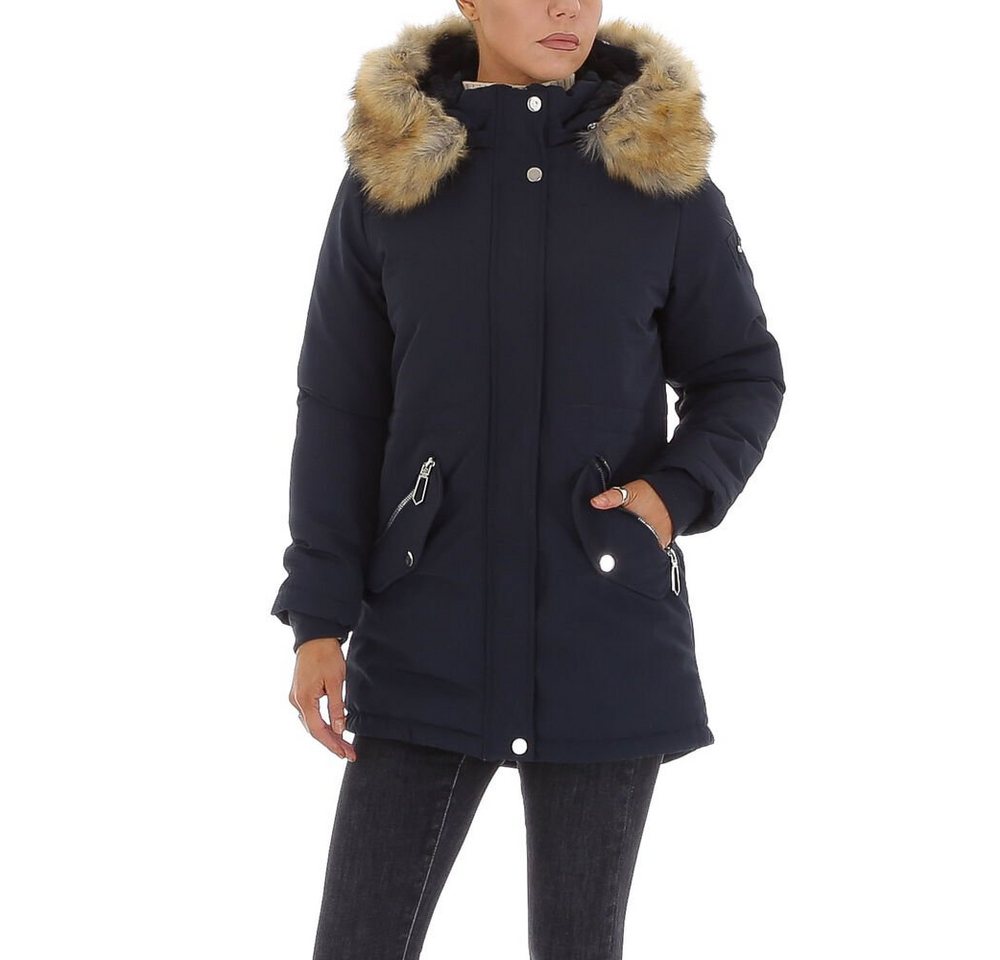 Ital-Design Winterjacke Damen Freizeit Kapuze (abnehmbar) Gefüttert Winterjacke in Dunkelblau von Ital-Design