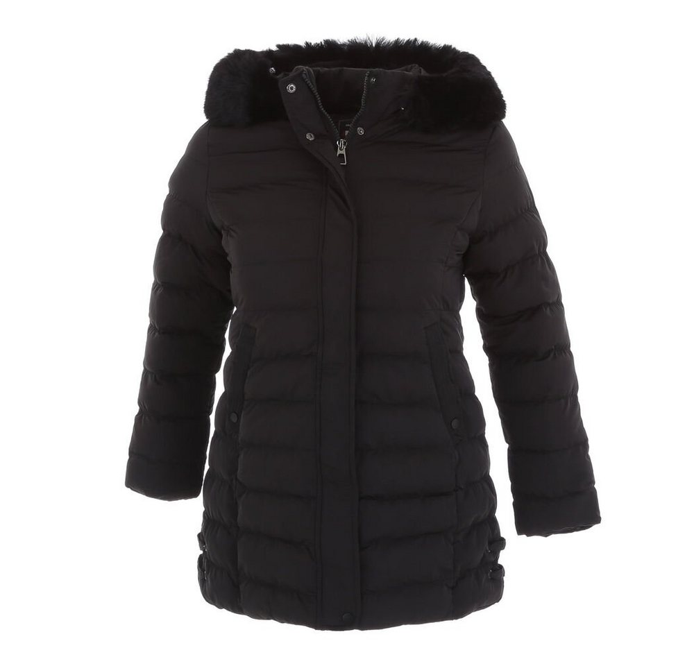 Ital-Design Winterjacke Damen Freizeit Kapuze (abnehmbar) Gefüttert Winterjacke in Schwarz von Ital-Design