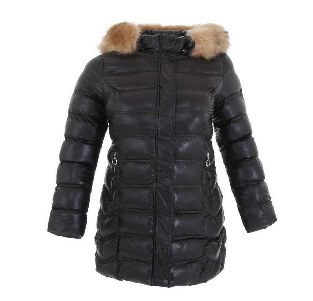 Ital-Design Winterjacke Damen Freizeit Kapuze (abnehmbar) Gefüttert Winterjacke in Schwarz von Ital-Design