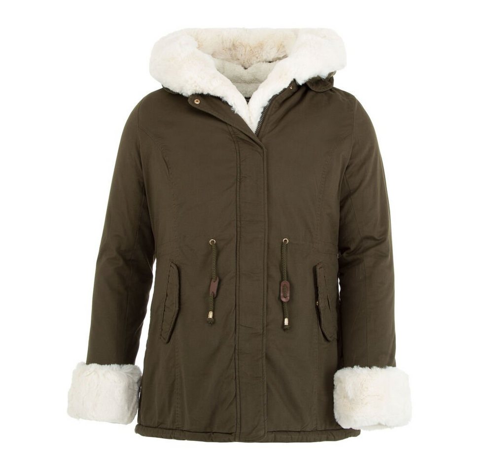 Ital-Design Winterjacke Damen Freizeit Kapuze Gefüttert Winterjacke in Khaki von Ital-Design