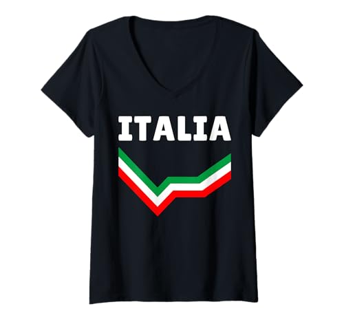 Damen Italia Outfit Italienisches Retro Design Italy Dress Italia T-Shirt mit V-Ausschnitt von Italia Bekleidung Italien Fashion für Herren Damen