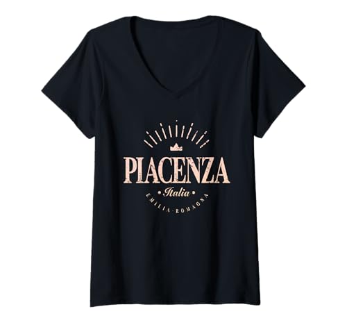 Damen Piacenza Emilia-Romagna Italia | Piacenza Italien Modern T-Shirt mit V-Ausschnitt Damen Piacenza Emilia-Romagna Italia | Piacenza Italien Modern T-Shirt mit V-Ausschnitt von Italia Contemporary Designs