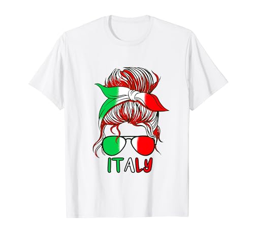 Frau Sonnenbrille Bandana Italienische Fahne Mädchen T-Shirt von Italia Italy Flag Girls Apparel Artwork