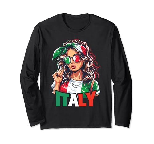 Italien Flagge Frau Sonnenbrille Mädchen Italy & Italia Langarmshirt von Italia Nationalstolz Länder & Italienisch Geschenk