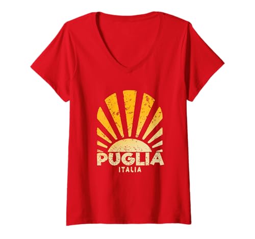 Damen Apulien Italia - Apulien Italien Sonnenschein - Apulien T-Shirt mit V-Ausschnitt von Italia Sunshine Apparel
