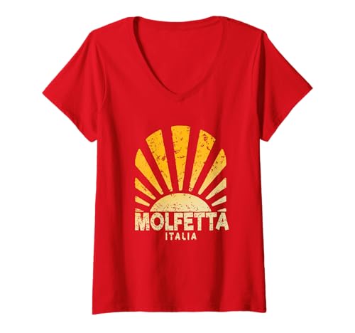 Damen Molfetta Italia - Molfetta Italien Sunshine - Molfetta Puglia T-Shirt mit V-Ausschnitt von Italia Sunshine Apparel