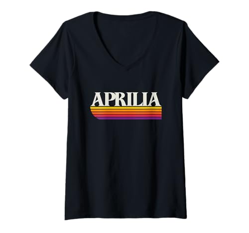 Damen Aprilia Italien Retro Grafik - Aprilia Lazio Italia T-Shirt mit V-Ausschnitt von Italia Throwbacks